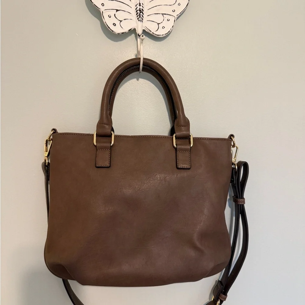 Sole Society Tote Crossbody Suede Animal Print Lining Tote With Crossbody Strap